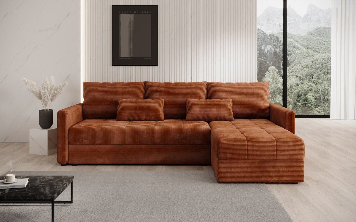 Luxusbetten24 Schlafsofa Designer Sofa Roma in Cord, mit Stauraum und Schlaffunktion