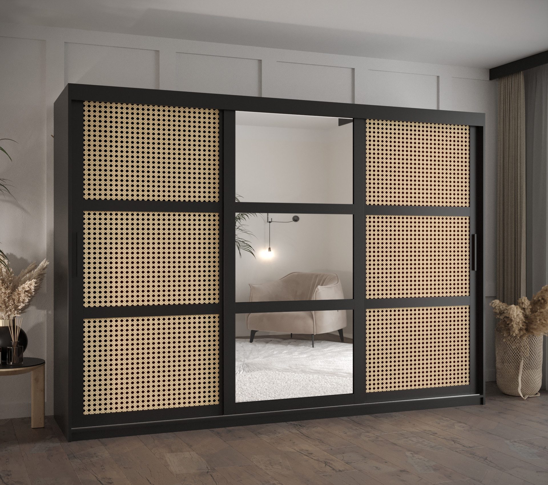 ABIKS MÖBEL Schwebetürenschrank WIENER ZOPF 2 Schlafzimmerschrank, Kleiderschrank