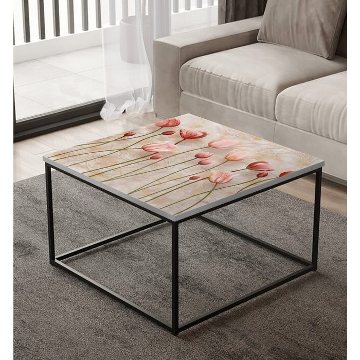 MyMaxxi Möbelfolie MyMaxxi - selbstklebende Tischfolie abstrakt gemalte Tulpen grau kompatibel mit Ikea Lacktisch Blüte Pflanzen Kunstwerk Abstrakt Möbelfolie Aufkleber - blasenfrei zu verkleben