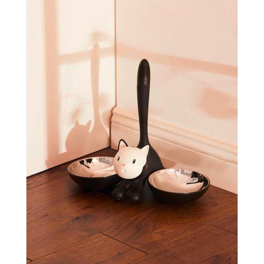 Alessi Katzen-Futterspender Katzennapf schwarz Tigrito, Katzennapf schwarz Tigrito, 0,55 l, Edelstahl 18-10, schwarz