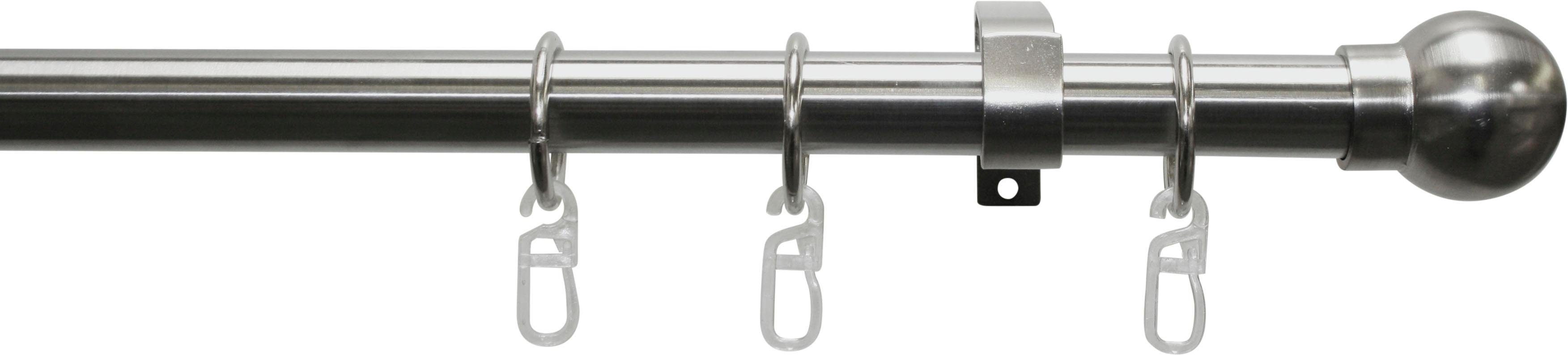 GARDINIA Gardinenstange Set Metall, Ø 19 mm, 1-läufig, Fixmaß, mit Bohren, verschraubt, Metall, 1-Lauf