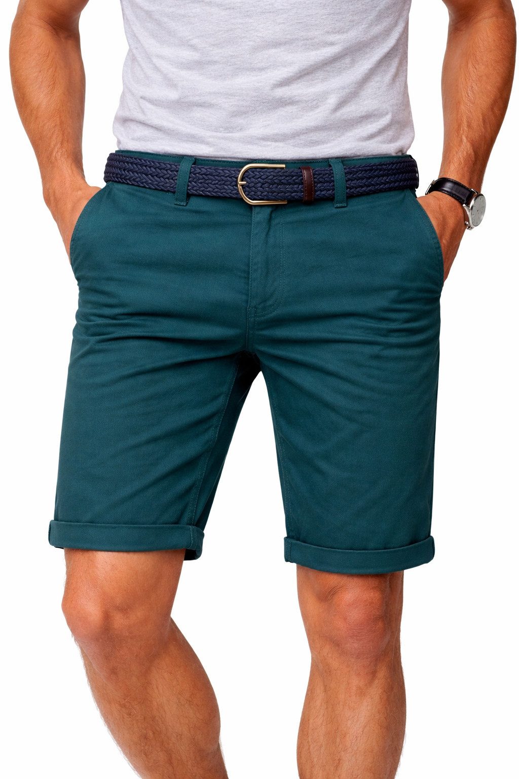 geographical norway Bermudas Chino Shorts kurze Hose Bermuda Knielang Stoff bequem mit Gürtel short