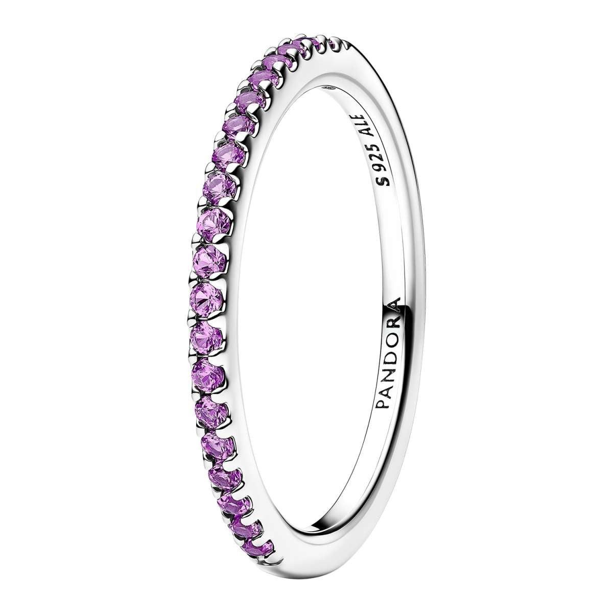 Pandora Silberring 192999C04, für Damen Funkelndes Lila Halber Ewigkeits-Ring