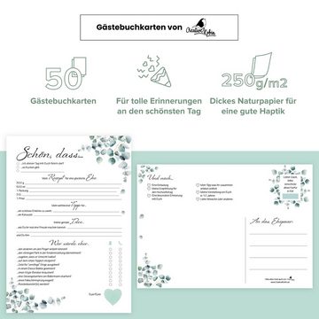 CreativeRobin Hochzeitskarte Hochzeitsspiel & Gästebuch-Karten für 50 Gäste I Eukalyptus Design