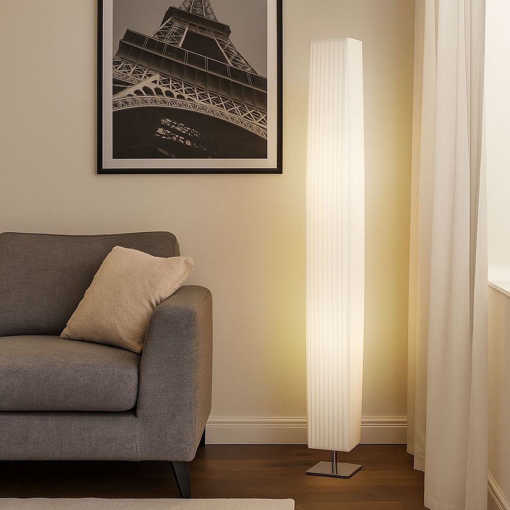 GLOBO LIGHTING Stehlampe, Leuchtmittel nicht inklusive, Stehleuchte Chrom Standleuchte Stehlampe mit Textilschirm und Schalter