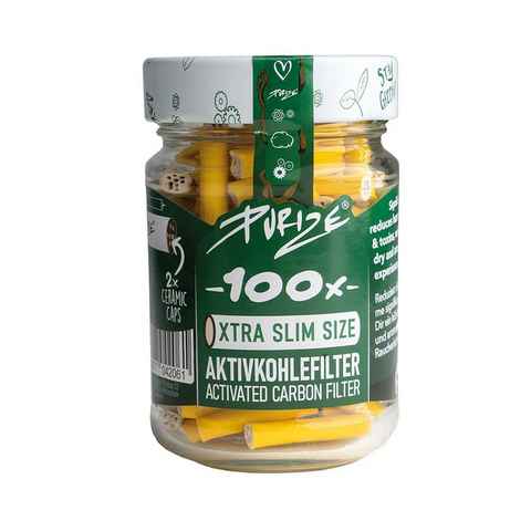 Purize Aktivkohlefilter 100 Stk. im Glas XTRA Slim Ø 5,9mm, 100% Made in Germany, im Schraubglas, umweltfreundliche Rohstoffen