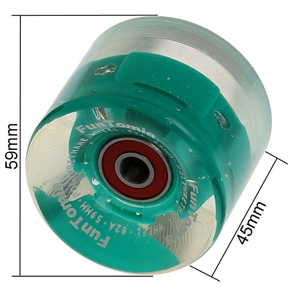 Thumbnail - FunTomia Miniskateboard FunTomia 4x Miniboard/Skateboard LED Rollen 59x45mm Härtegrad 82A