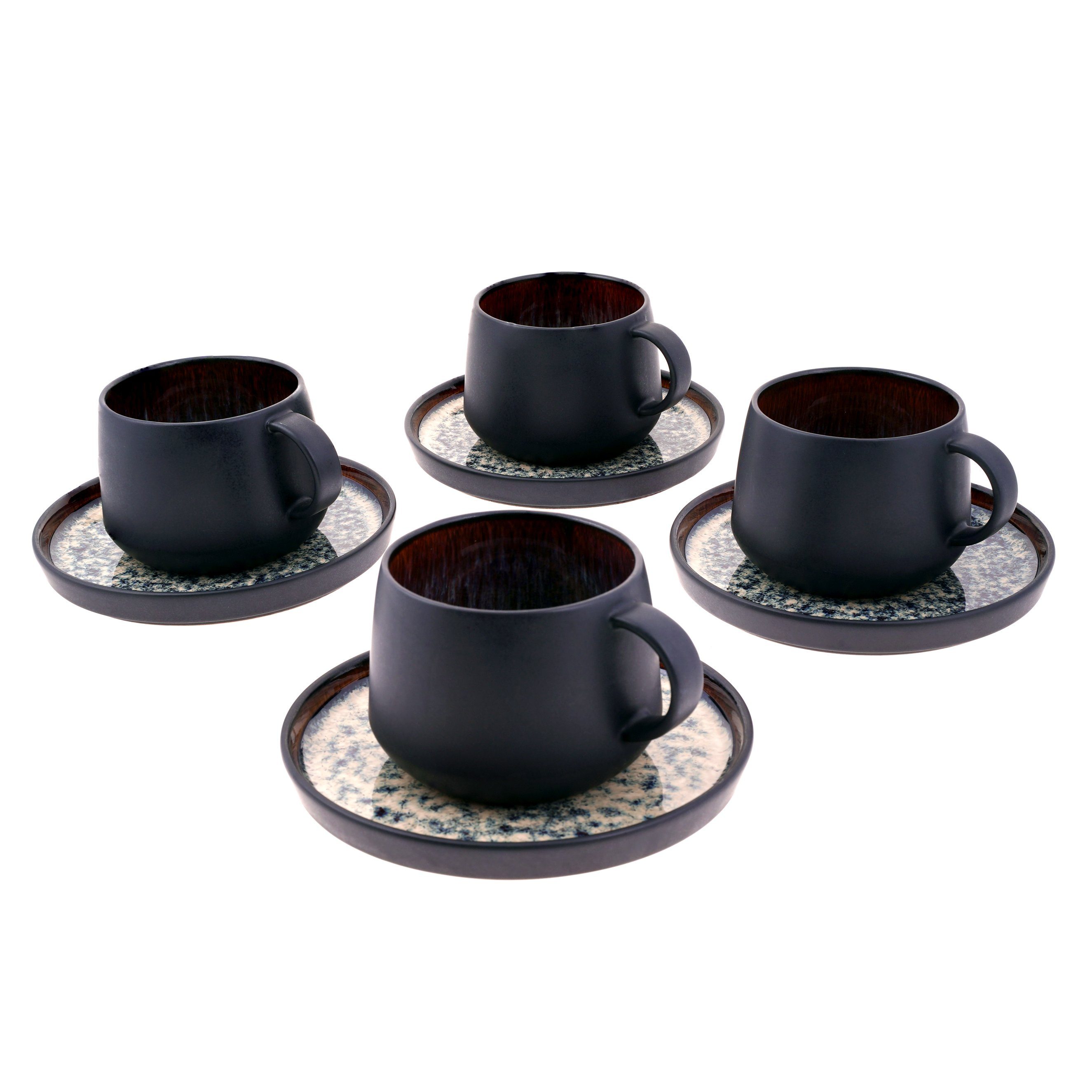 Karaca Kaffeeservice Schwarz Galactic Reactive Teetassen Set, Untertassen Für 4 Personen. € 19,95