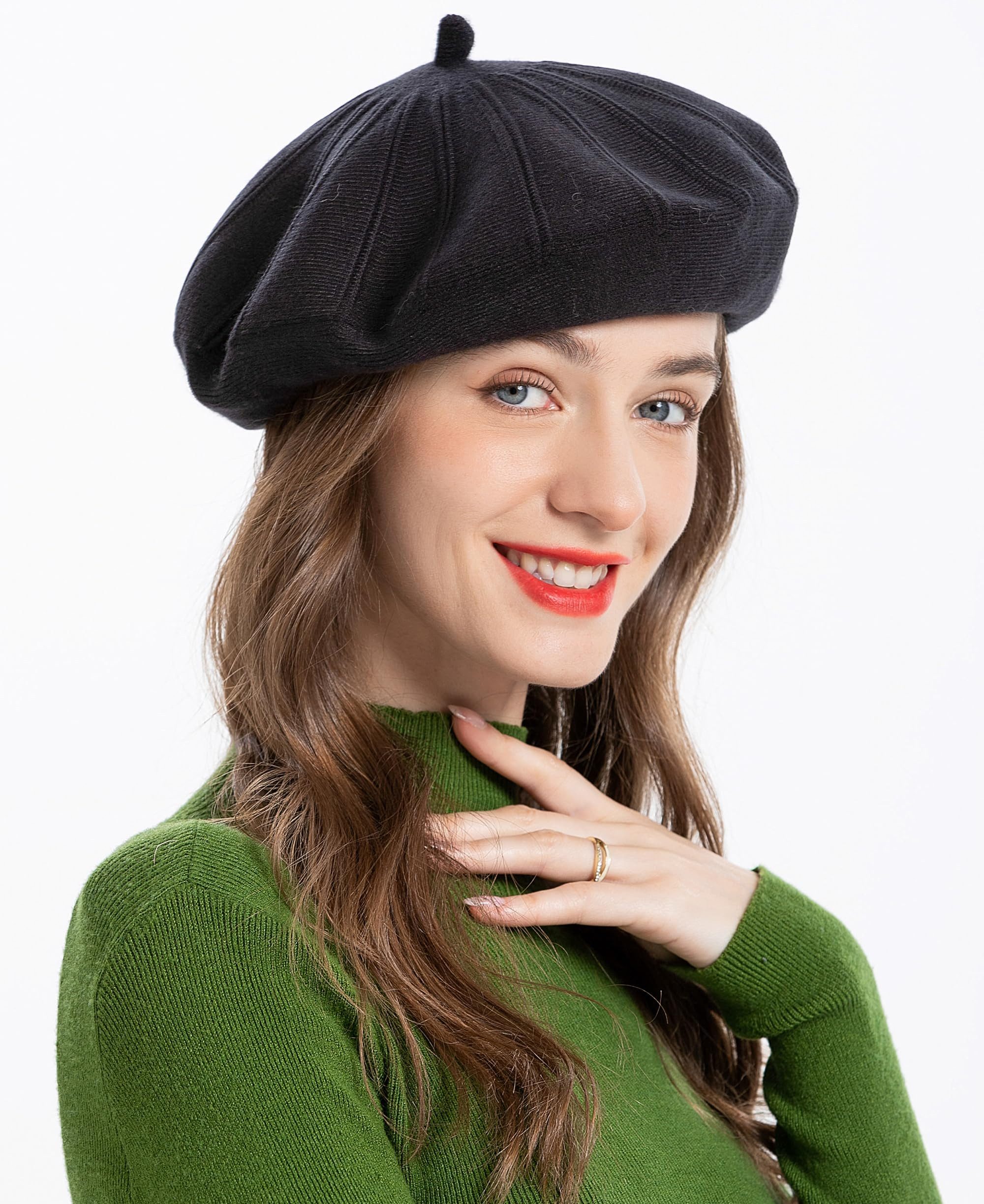 Zaewry Baskenmütze Damen,Weich Klassisch Einfarbig Französischer Stil Barett Retro Barett Künstler Klassische für Mädchen und Frauen