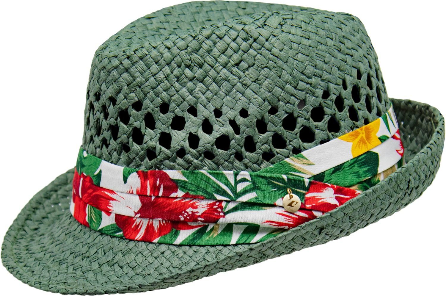 Damen Hüte chillouts Strohhut Fortaleza mit Blumengarnitur