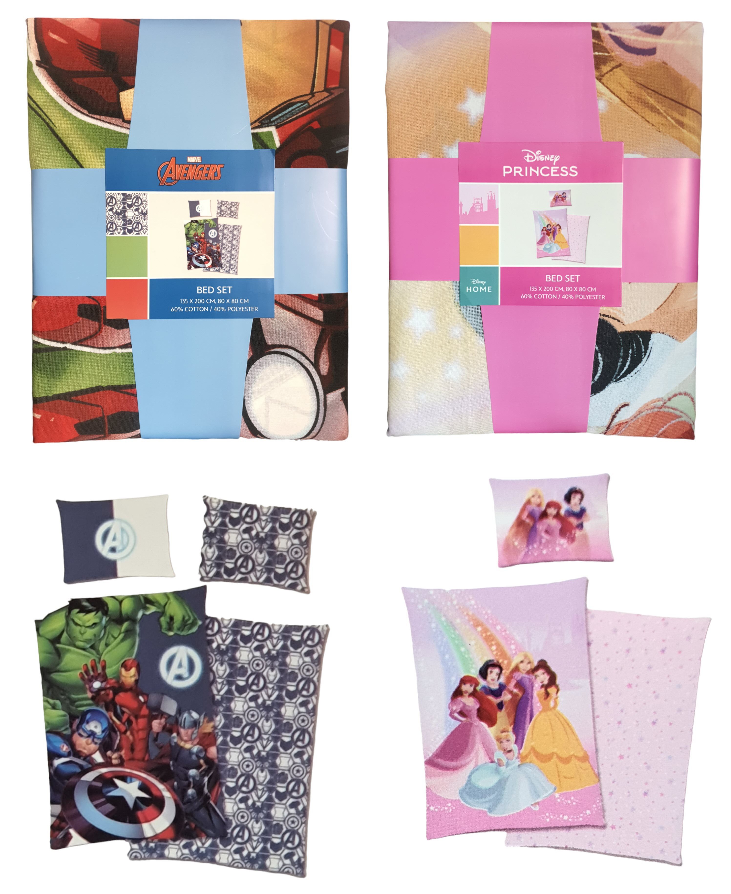 Disney Kinderbettwäsche Bettwäsche-Set Disney Princess Marvel günstig online kaufen