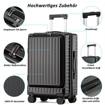 TAN.TOMI Koffer Hartschalen-Trolley Luxe Koffer Trolleys 20 Zoll PC Handgepäck Koffer, 4 Rollen, Trolley Rollkoffer Reisekoffer Erweiterbar mit Laptopfach