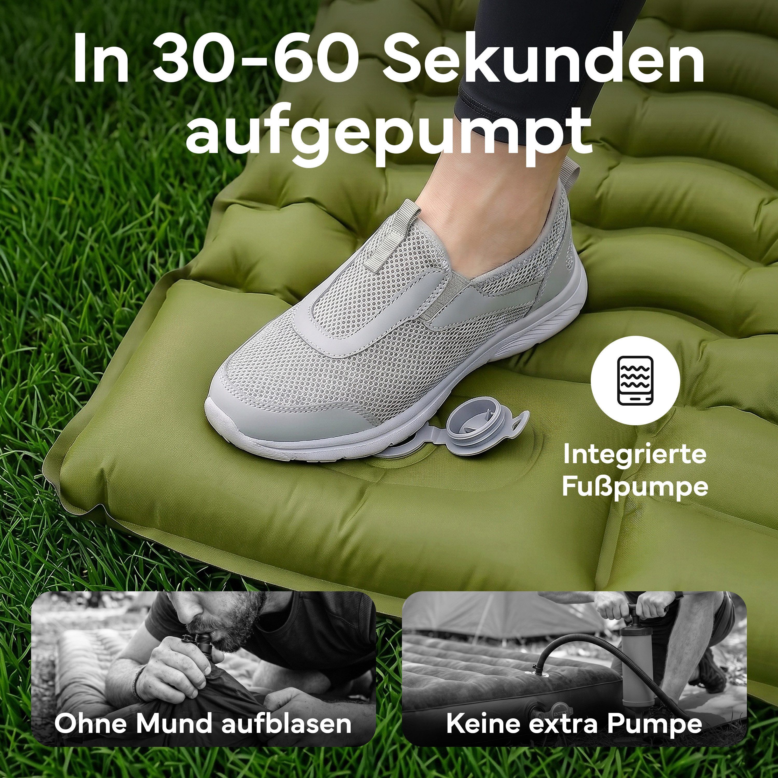 NEOLYMP Isomatte Camping Isomatte TrekMat 10 mit Fußpumpe 200x70 cm ultraleicht 0,9kg, Ultraleicht und Wasserfest mit schneller Aufblasbarkeit – Bild 5 von 5