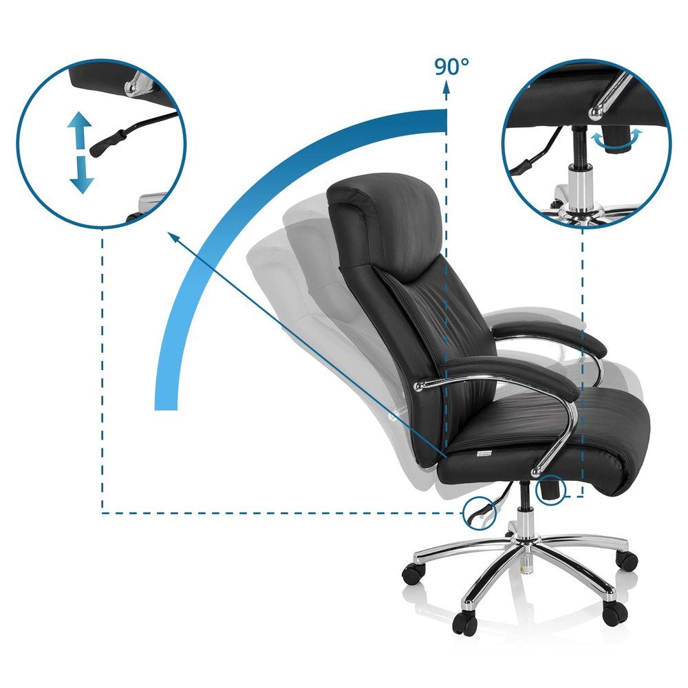 Leder Chefsessel (1 XXL ergonomisch Drehstuhl Drehstuhl CONSTRUCTOR V XXL Bürostuhl Schwarz St), OFFICE hjh