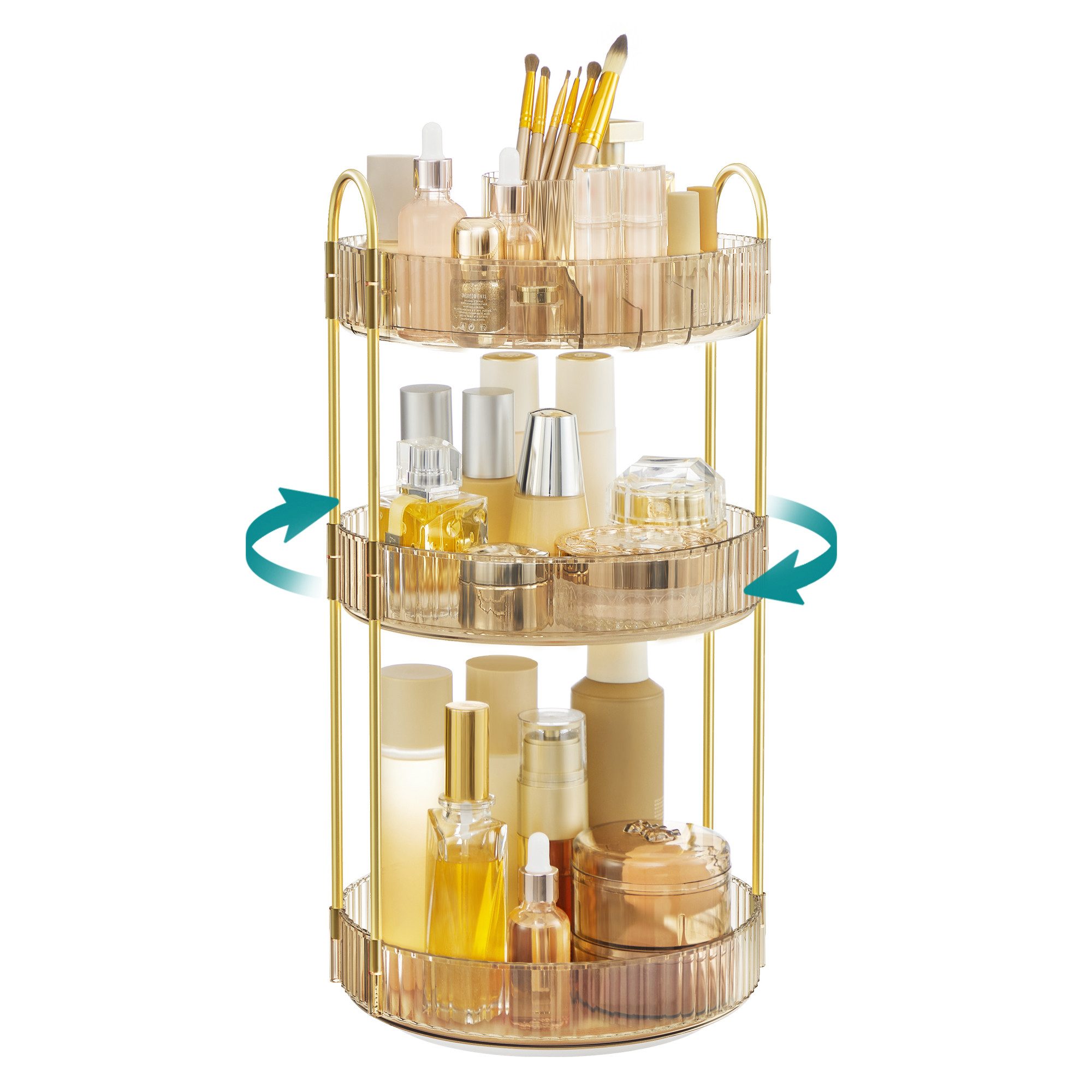 SONGMICS Make-Up Organizer drehbar, Kosmetik-Organizer rund, 360° Drehbarer, Kosmetik Aufbewahrung, Geschenkidee