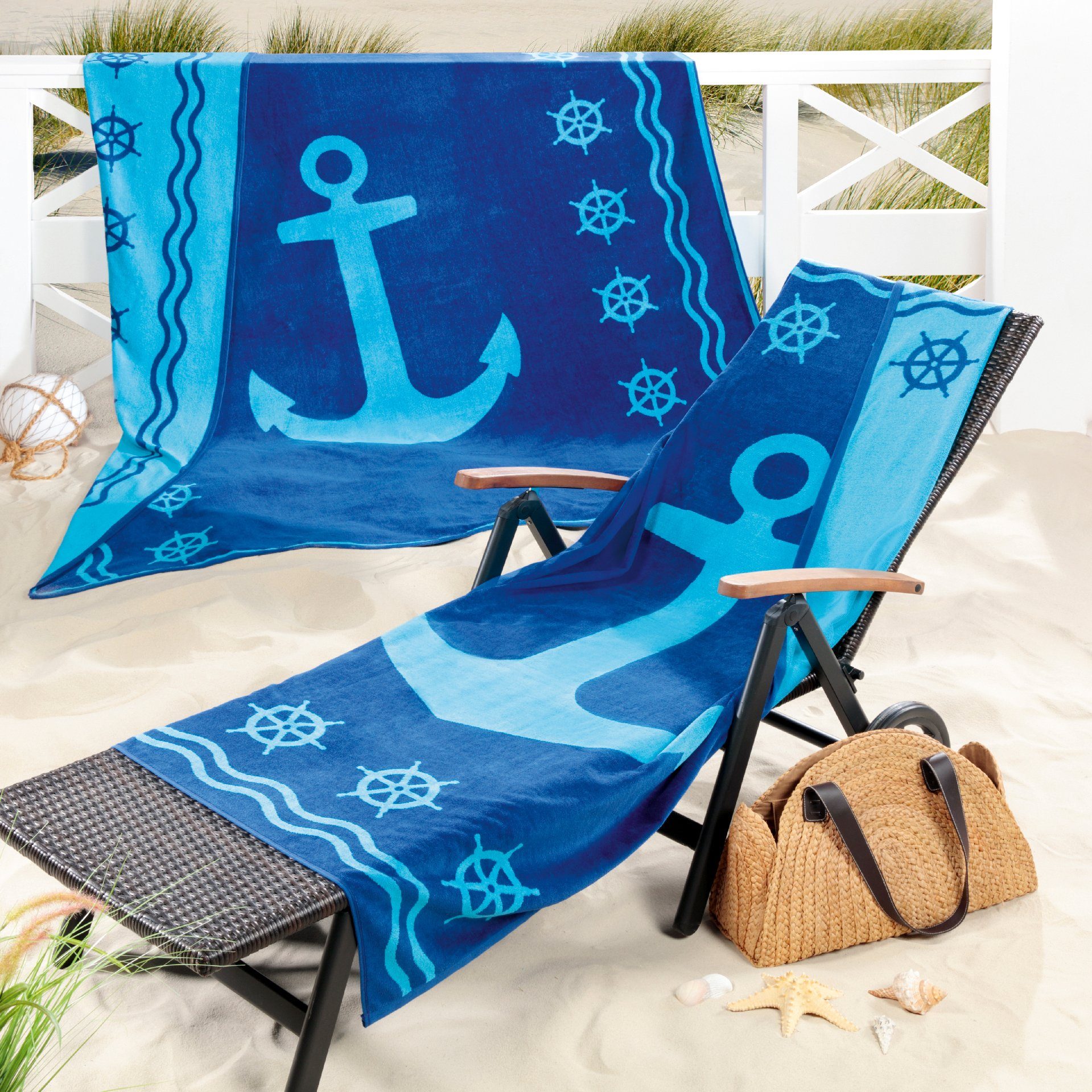 Delindo Lifestyle Strandtuch Tropical "Anker", Ägyptische günstig online kaufen