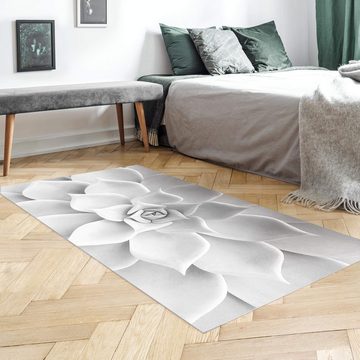 Läufer Teppich Vinyl Flur Küche Blumen funktional lang modern, Bilderdepot24, Läufer - schwarz weiß glatt