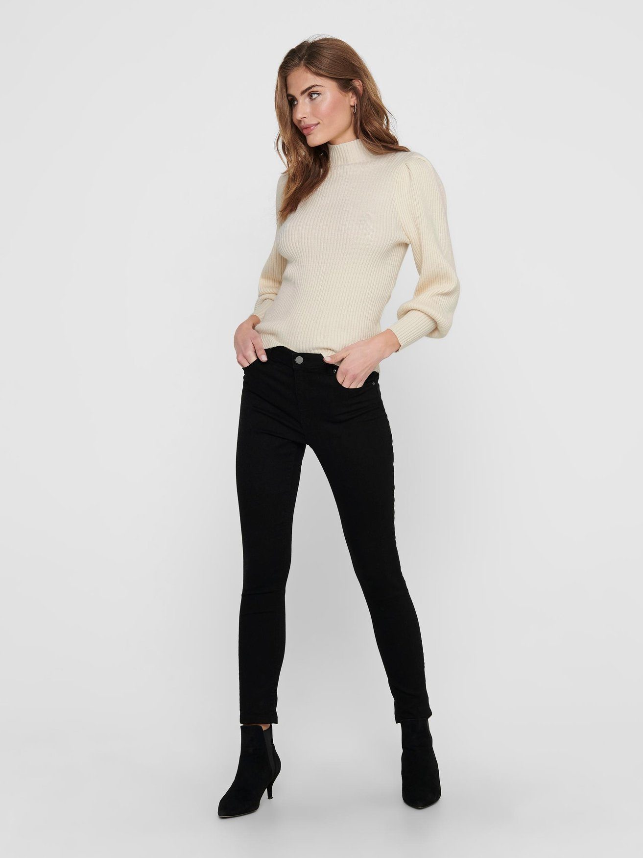 ONLY Strickpullover Basic Strickpullover mit langen Puffärmeln ONLKATIA ONL günstig online kaufen