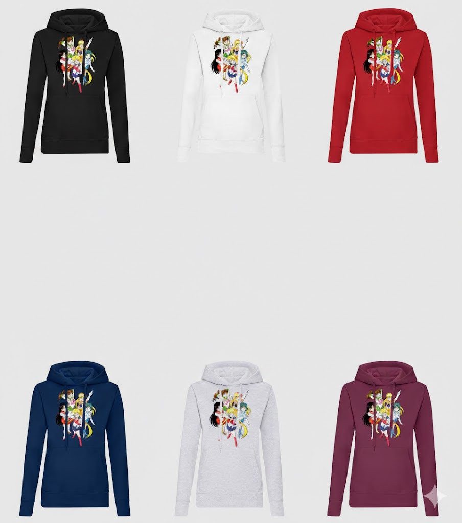 Blondie & Brownie Hoodie Damen Fun Comic Sailor Moon and Friends Anime Manga mit Kapuze