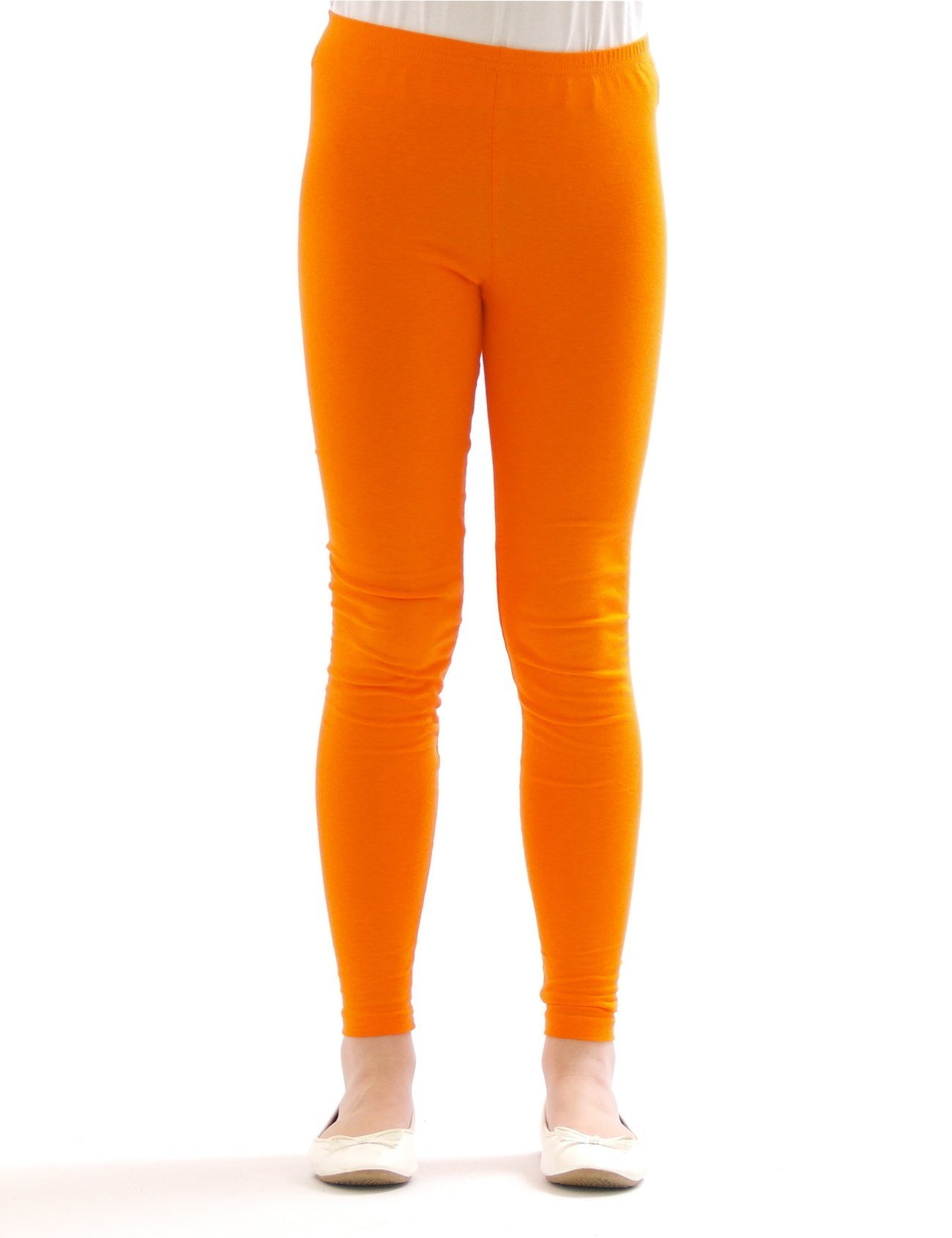 Kinder aus Leggings Orange Mädchen Baumwolle SYS lang blickdicht Leggings Hose