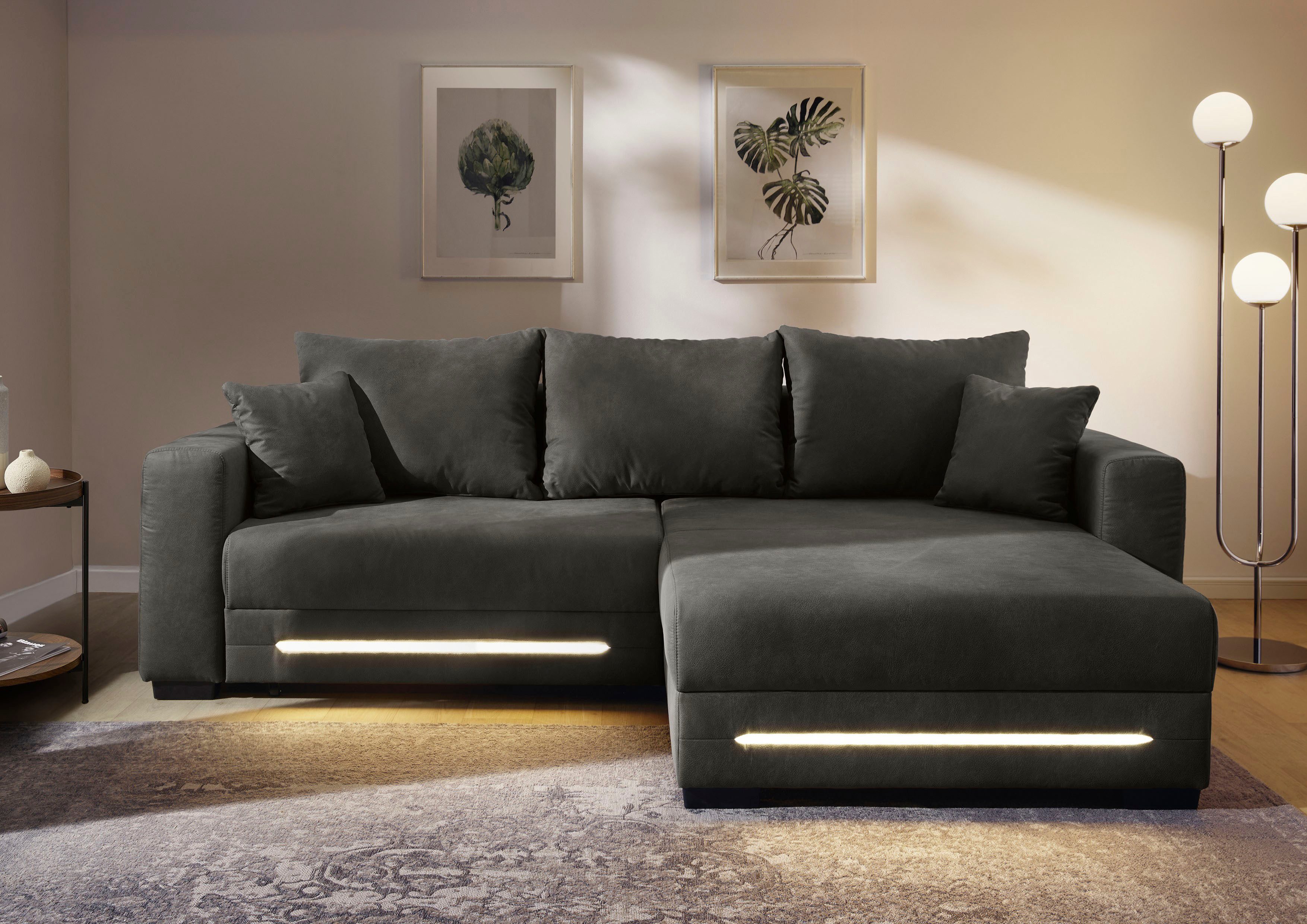 Jockenhöfer Gruppe Ecksofa Spotlight XL L-Form, B: 261 cm, mit Schlaffunktion, Bettkasten, Licht & 2 Zierkissen
