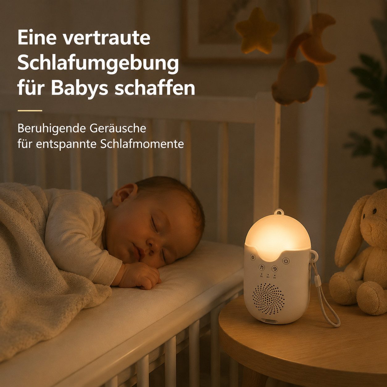 Toomoke White Noise Machine für Babys und Kinder Einschlaf- und Durchschlafhilfe (Schlafhilfe, Schlafgeräuschgerät mit Nachtlicht für Kinderzimmer, 500 mAh, USB – Bild 3 von 5