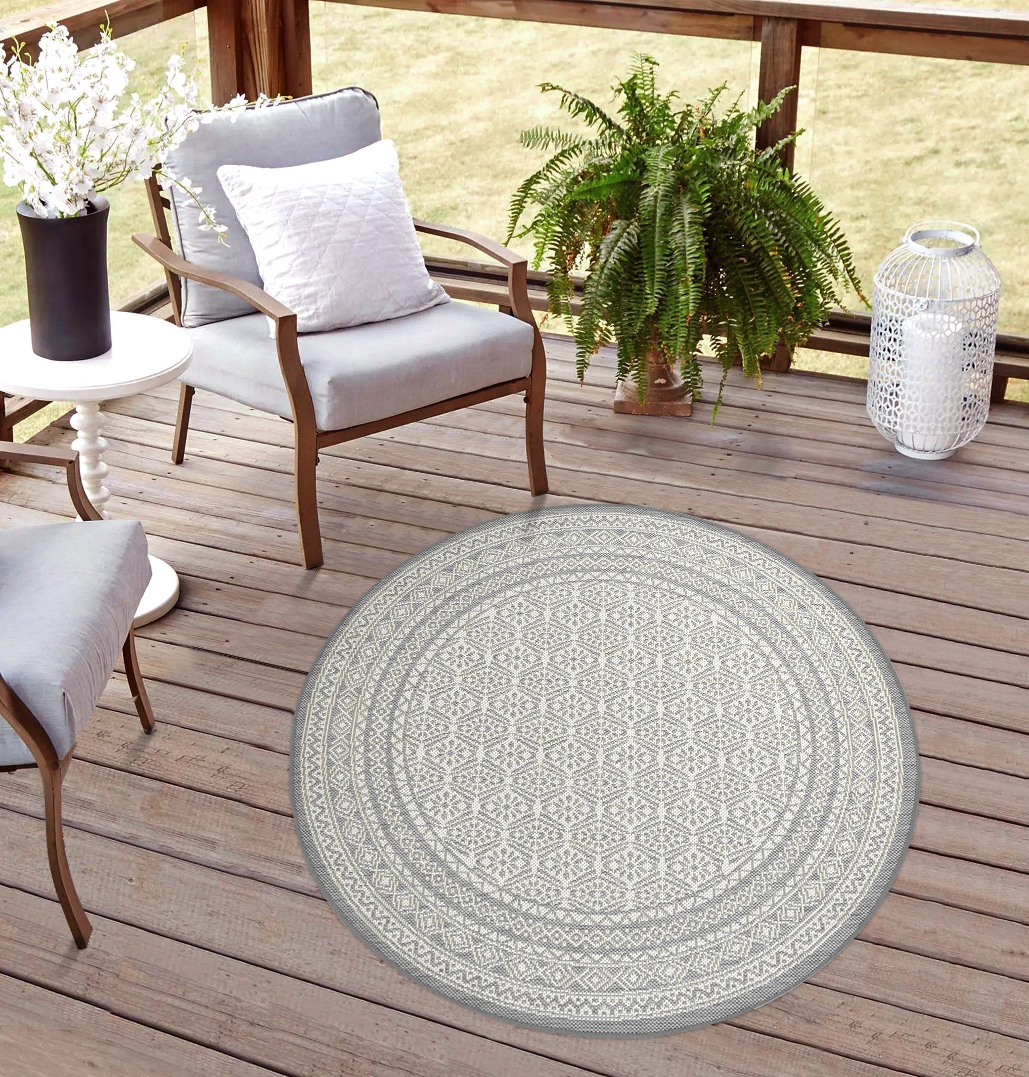 Rikmani Outdoorteppich Teppich rund Wetterfest für günstig online kaufen