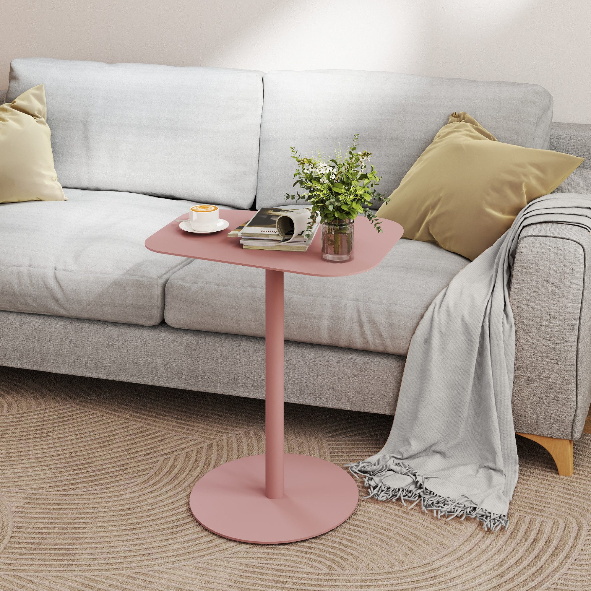 FLEXISPOT Ablagetisch Beistelltisch aus Stahl – Stabil & Farbvielfalt, Gartentisch (für Wohnzimmer, Bett, Balkon oder Garten, – Als Sofatisch, Nachttisch oder Outdoor-Tisch), für drinnen & draußen, einfache Montage, Tragkraft 20 kg