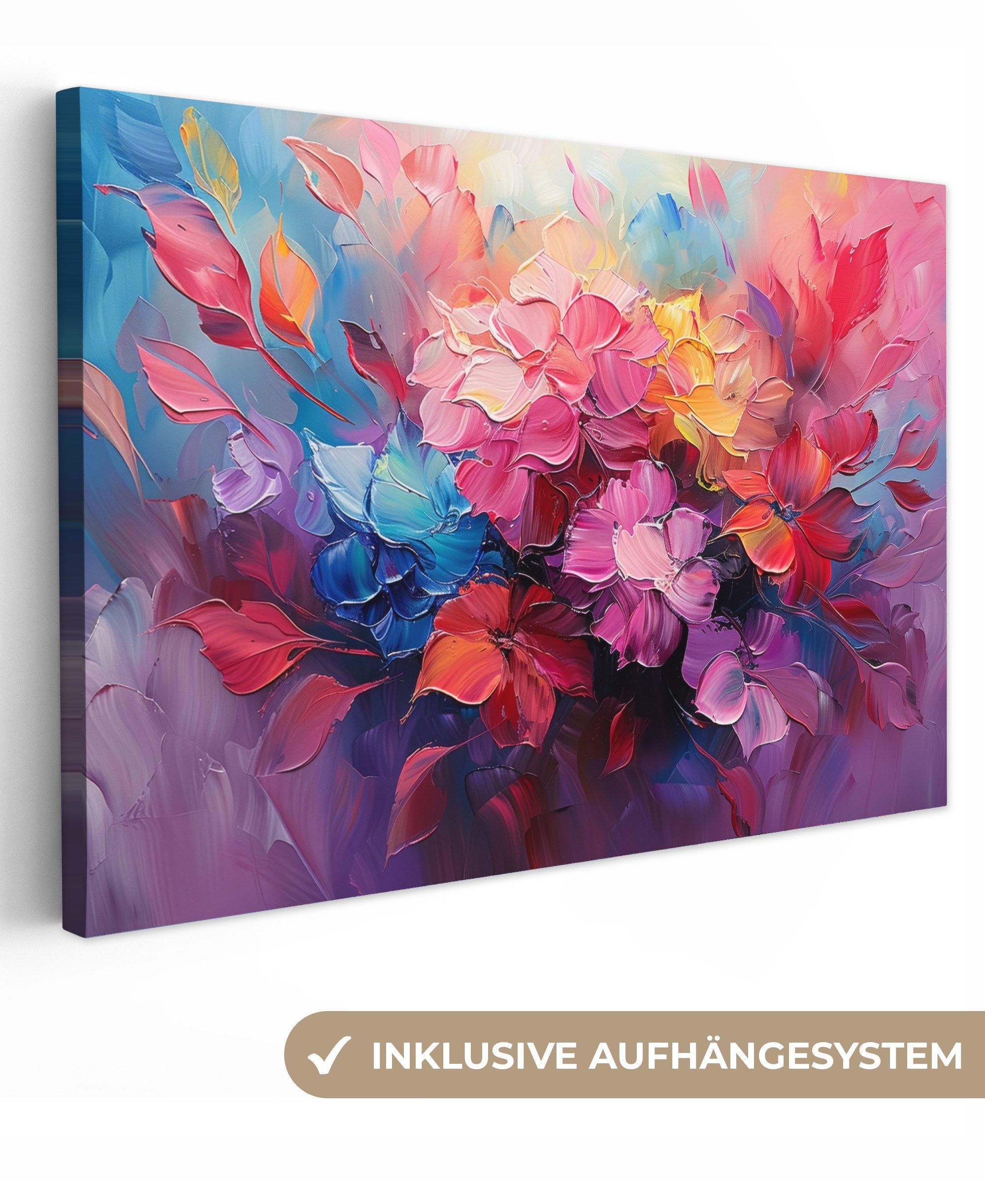OneMillionCanvasses® Leinwandbild Blumen - Malerei - Abstrakt - Farbenfroh, günstig online kaufen