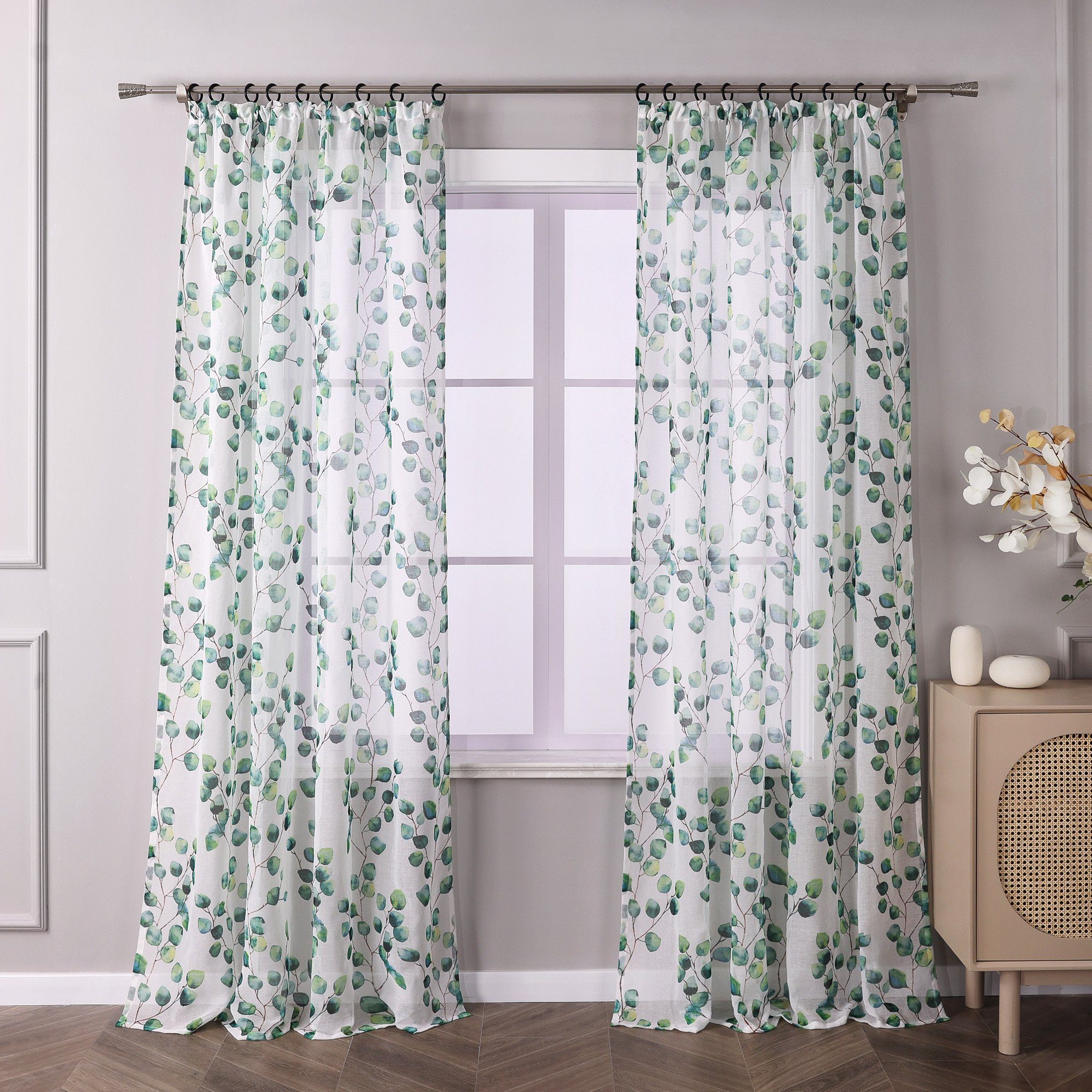 Joyswahl Gardine Florales (1 St), Kräuselband, halbtransparent, Mori-Stil, günstig online kaufen