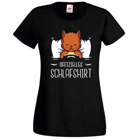 Youth Designz T-Shirt Offizielles Schlafshirt Katze Damen Shirt mit modischem Print
