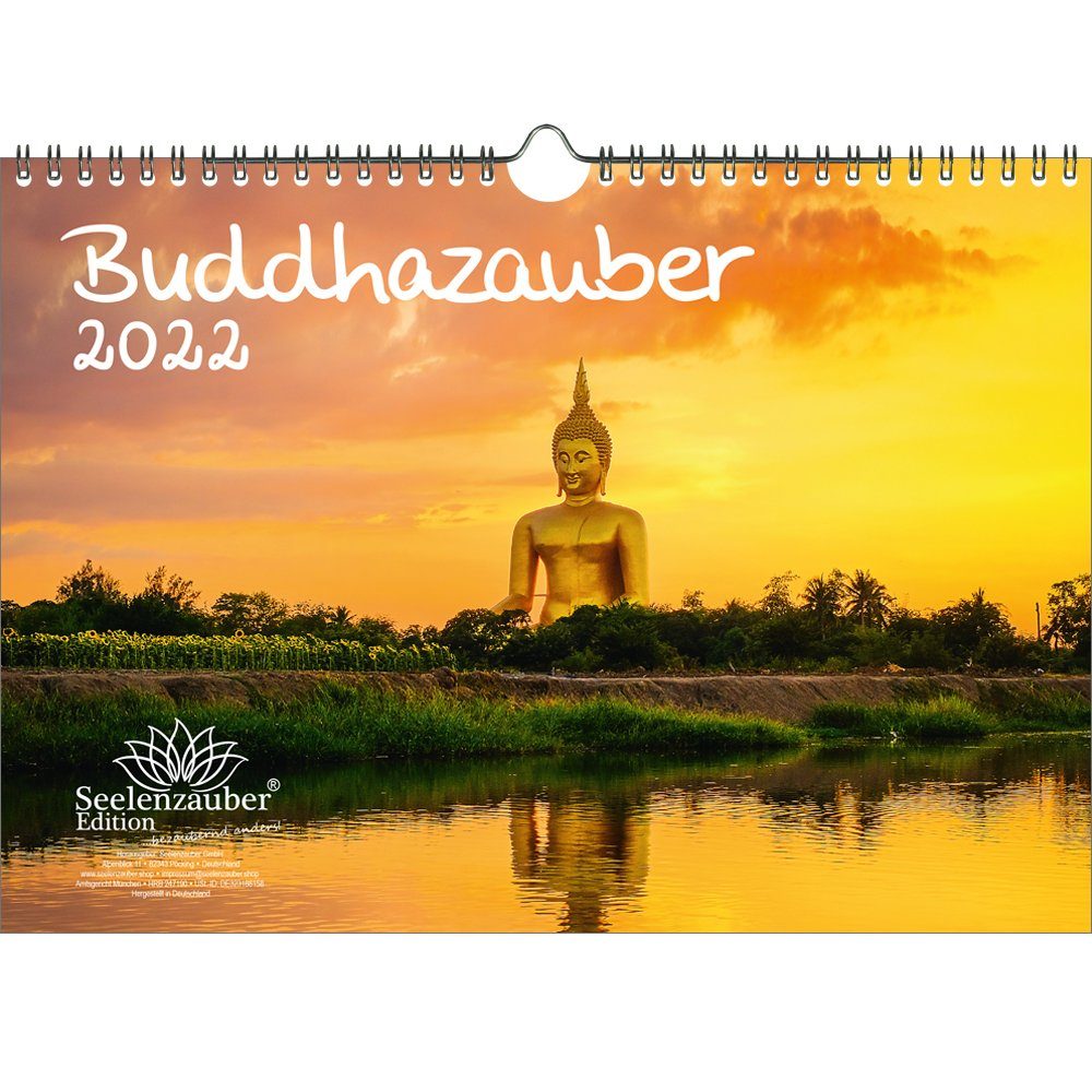 Seelenzauber Wandkalender Buddhazauber DIN A4 Kalender für 2022 Buddha -, Digitaldruck auf min 