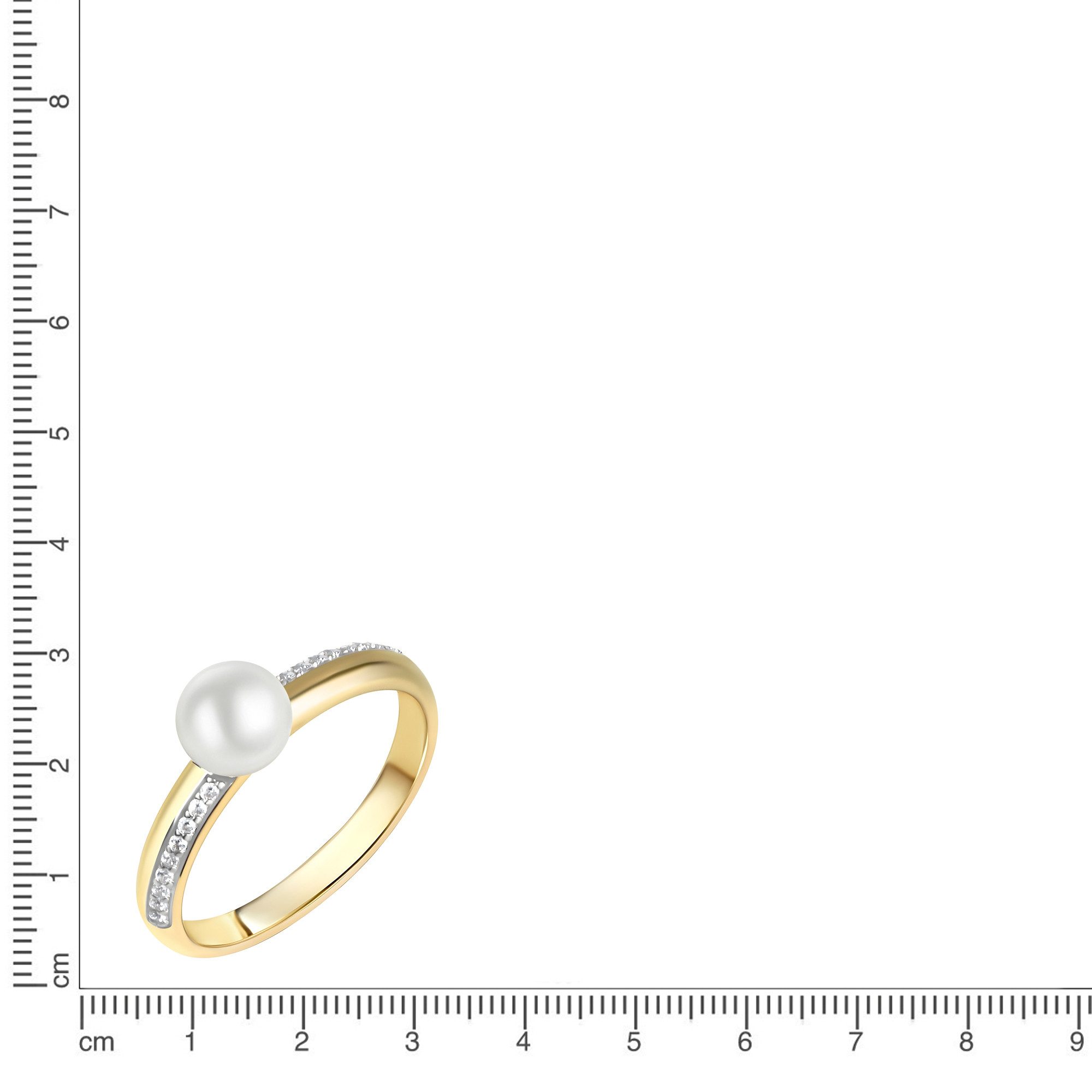 Vivance Fingerring 375/- Gelbgold bicolor Zirkonia und Perle günstig online kaufen