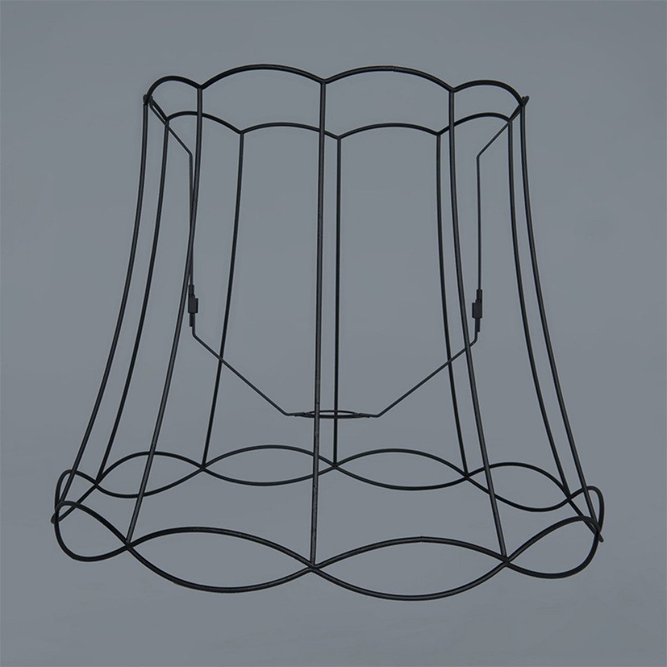 Qazqa Lampenschirm Granny frame, QAZQA Lampenschirm, Schwarz, Stahl, Retro
