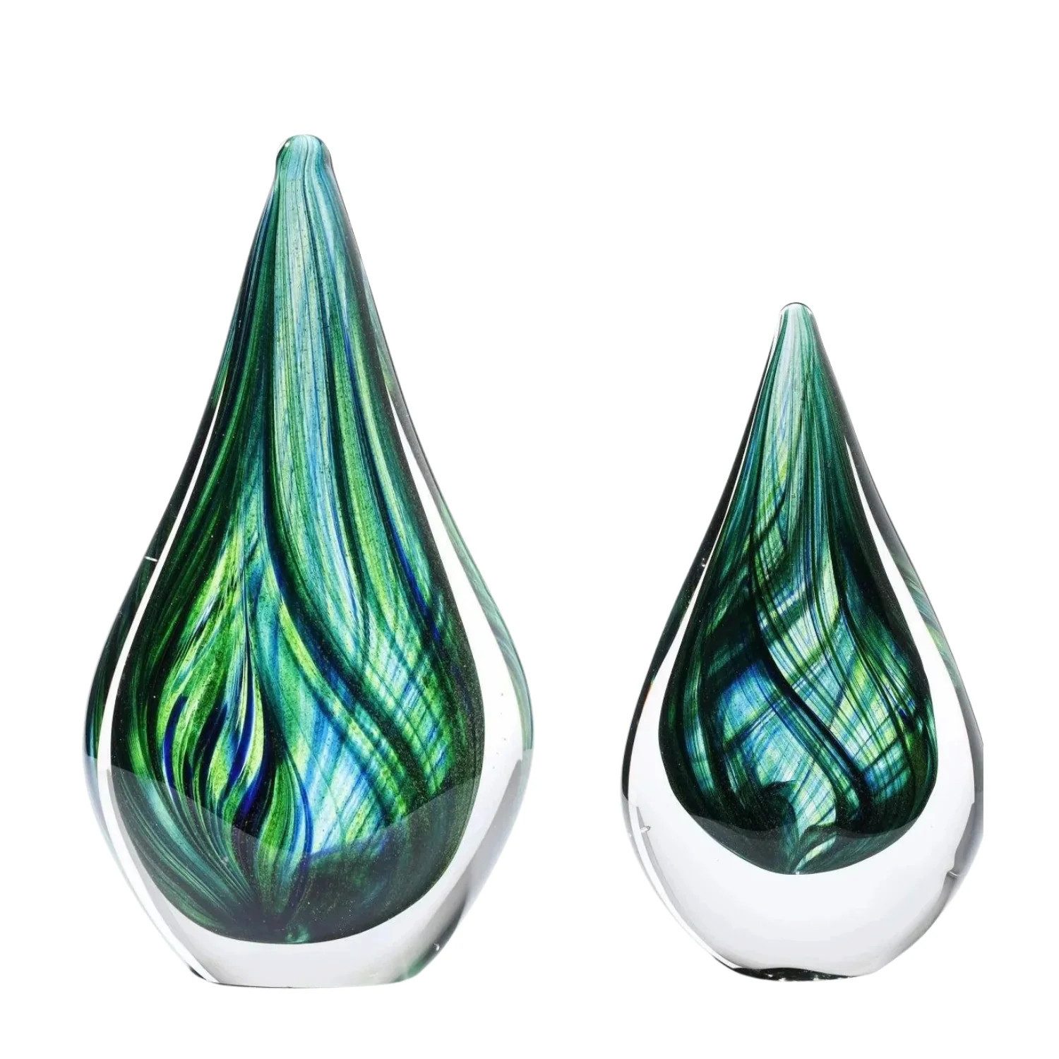 Quality Elegance Deko-Glas Stilvolle Handgeblasene Grüne Glaskuppel & Deko-Kugel Set (2 St)