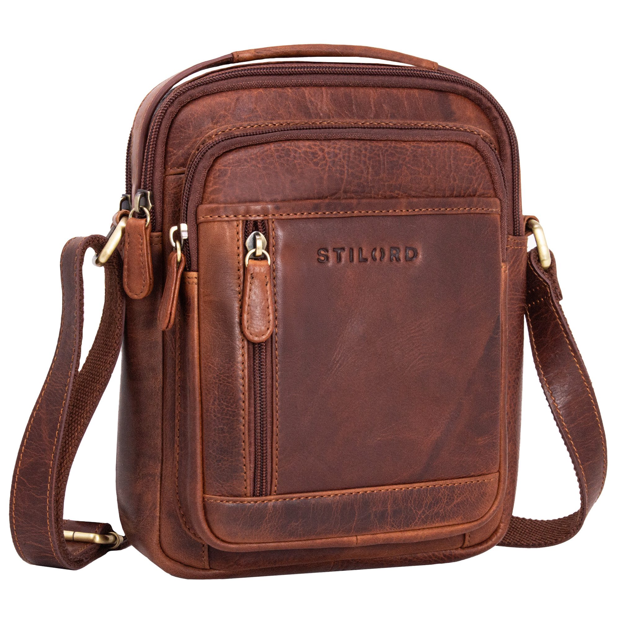 STILORD Messenger Bag "Salva" Kleine Echt Leder Umhängetasche Herren für 8 Zoll Tablet, Echtleder