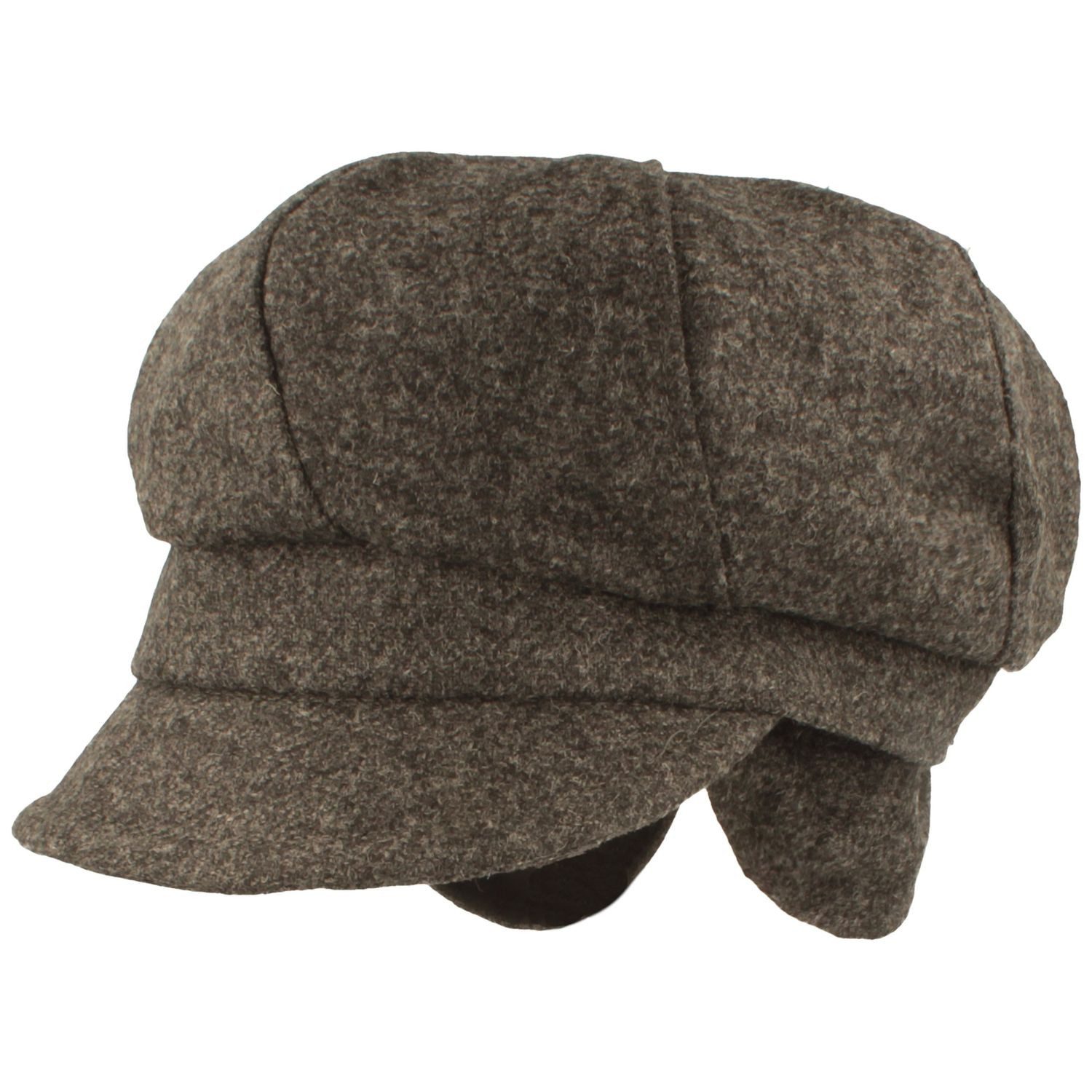 Breiter Schiebermütze Ballonmütze aus Wolle mit Fischgrätmuster günstig online kaufen