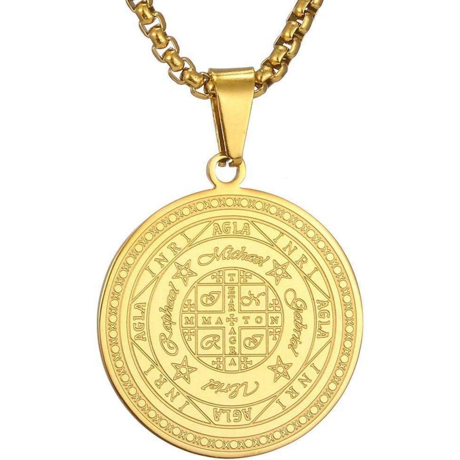 LuxusKollektion Kette mit Anhänger Halskette Herren 7 Erzengel Siegel Medaille T