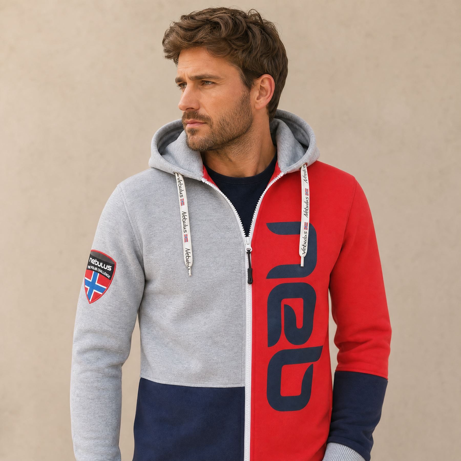 Nebulus Sweatjacke NEBSTER, P6110 - Herren, navy-rot-grau, M
