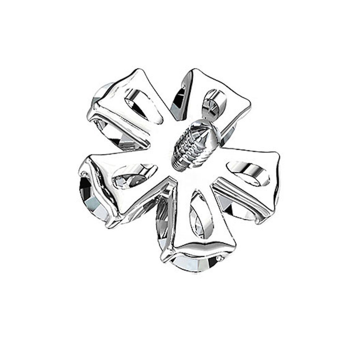 Taffstyle Piercing-Implantat Aufsatz für Dermal Anchor Piercing Kristall Blume, Aufsatz Dermal Anchor Piercing Hautanker Implantat Skin Diver Strass Silber