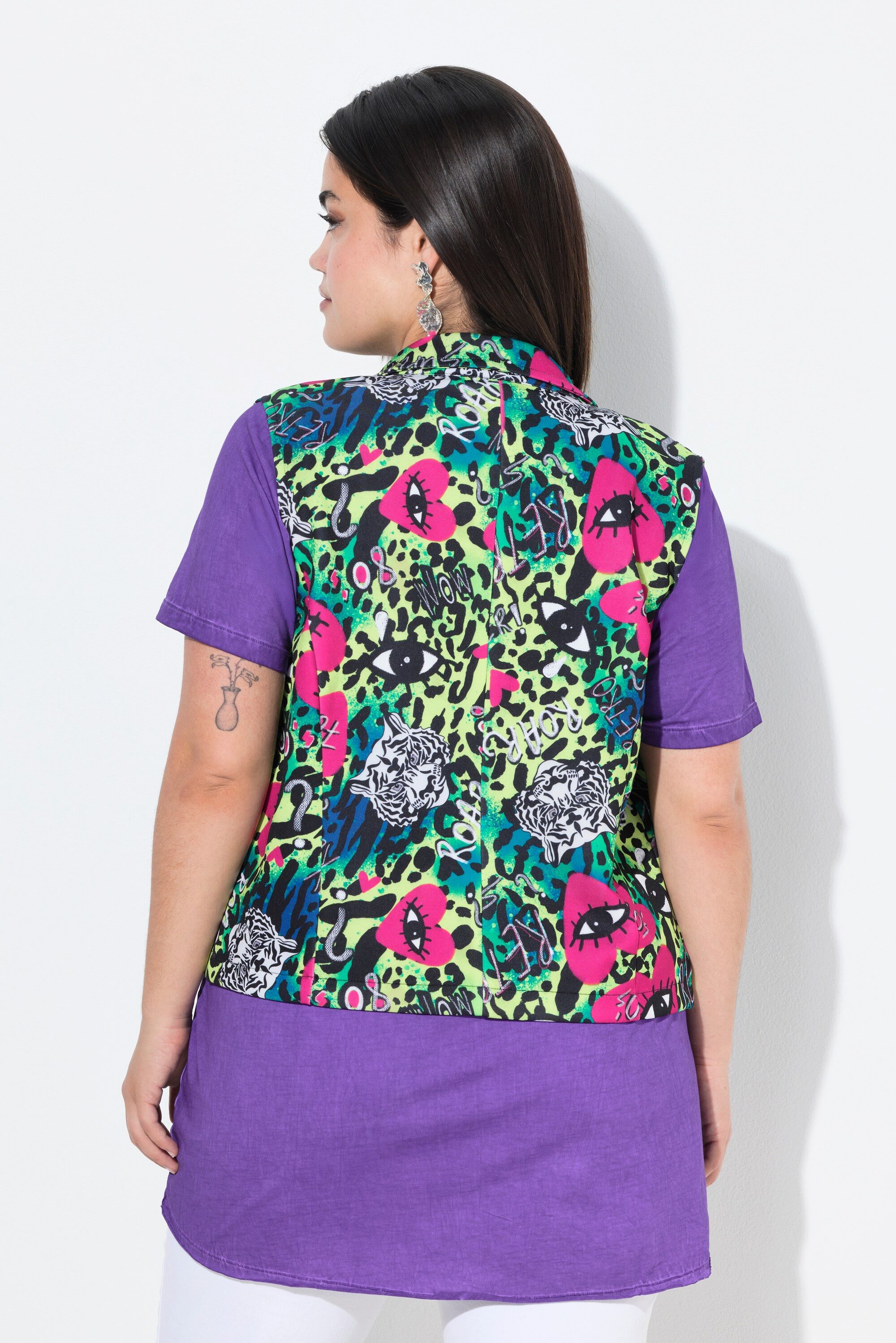 Angel of Style Steppweste Scuba-Weste Basic Fit "Herz-Augen"-Muster