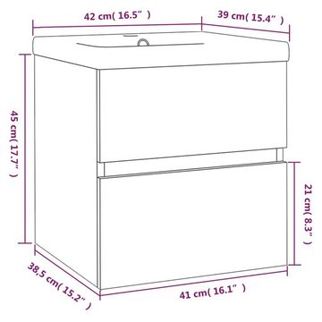 vidaXL Badezimmerspiegelschrank Waschbeckenschrank mit Einbaubecken Räuchereiche Holzwerkstoff (1-St)