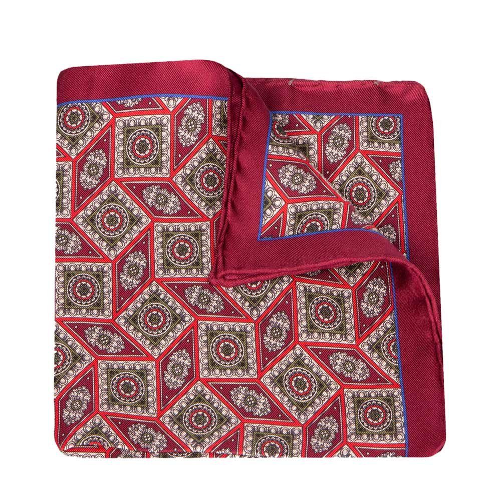 BGENTS Einstecktuch Handrolliertes Einstecktuch aus Seiden-Twill mit geometrischem Muster, Besondere Farbbrillanz