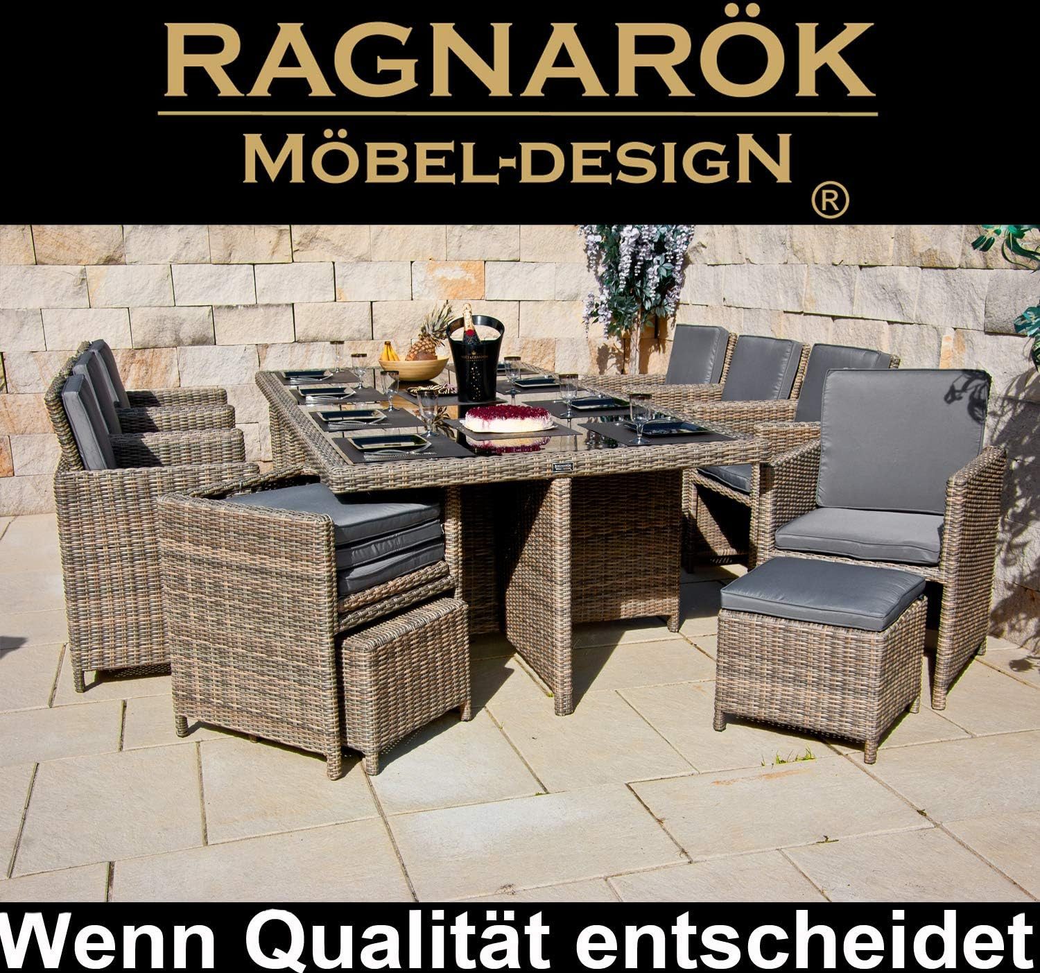 Ragnarök Möbel-Design Garten-Essgruppe Heimdall Esstisch Set 8+4, (Set, Pol günstig online kaufen