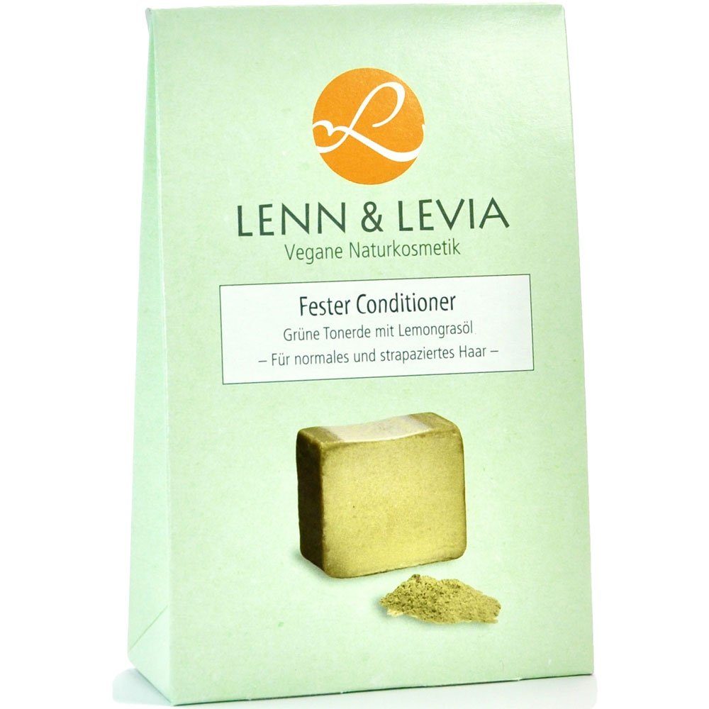 Lenn & Levia Haarspülung Fester Conditioner Grüne Tonerde mit Lemongrasöl, Grün, 80 g