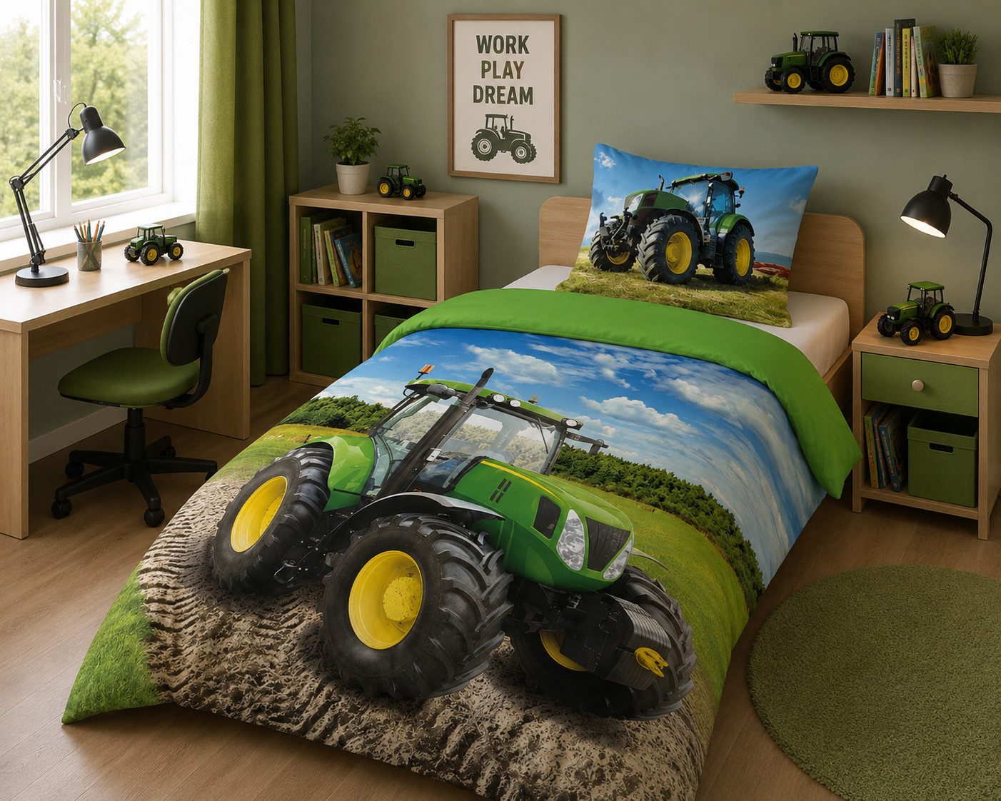 texpot Bettwäsche Traktor Feld Bettwäsche Garnitur, 2 teilig