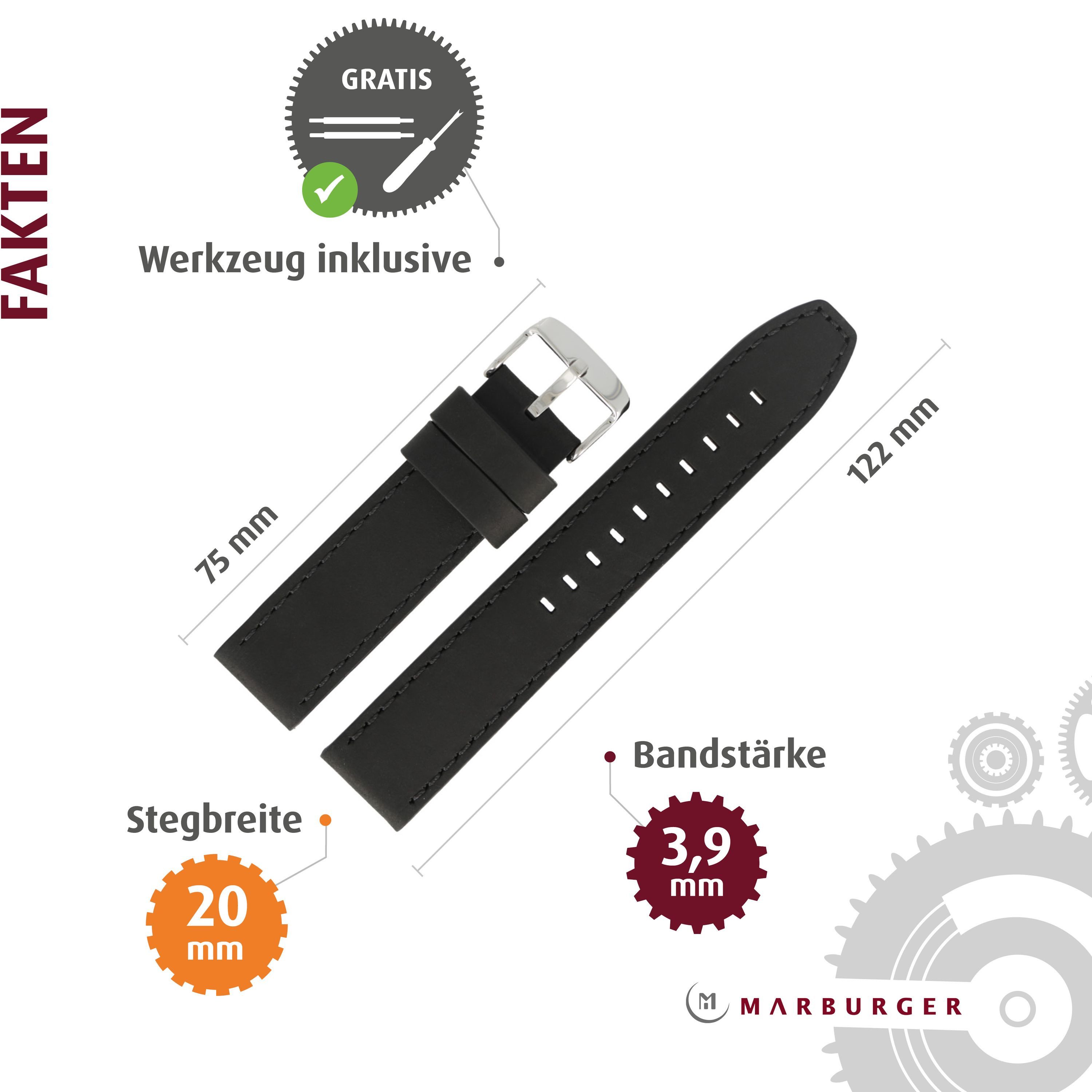 MARBURGER Uhrenarmband 20mm Leder