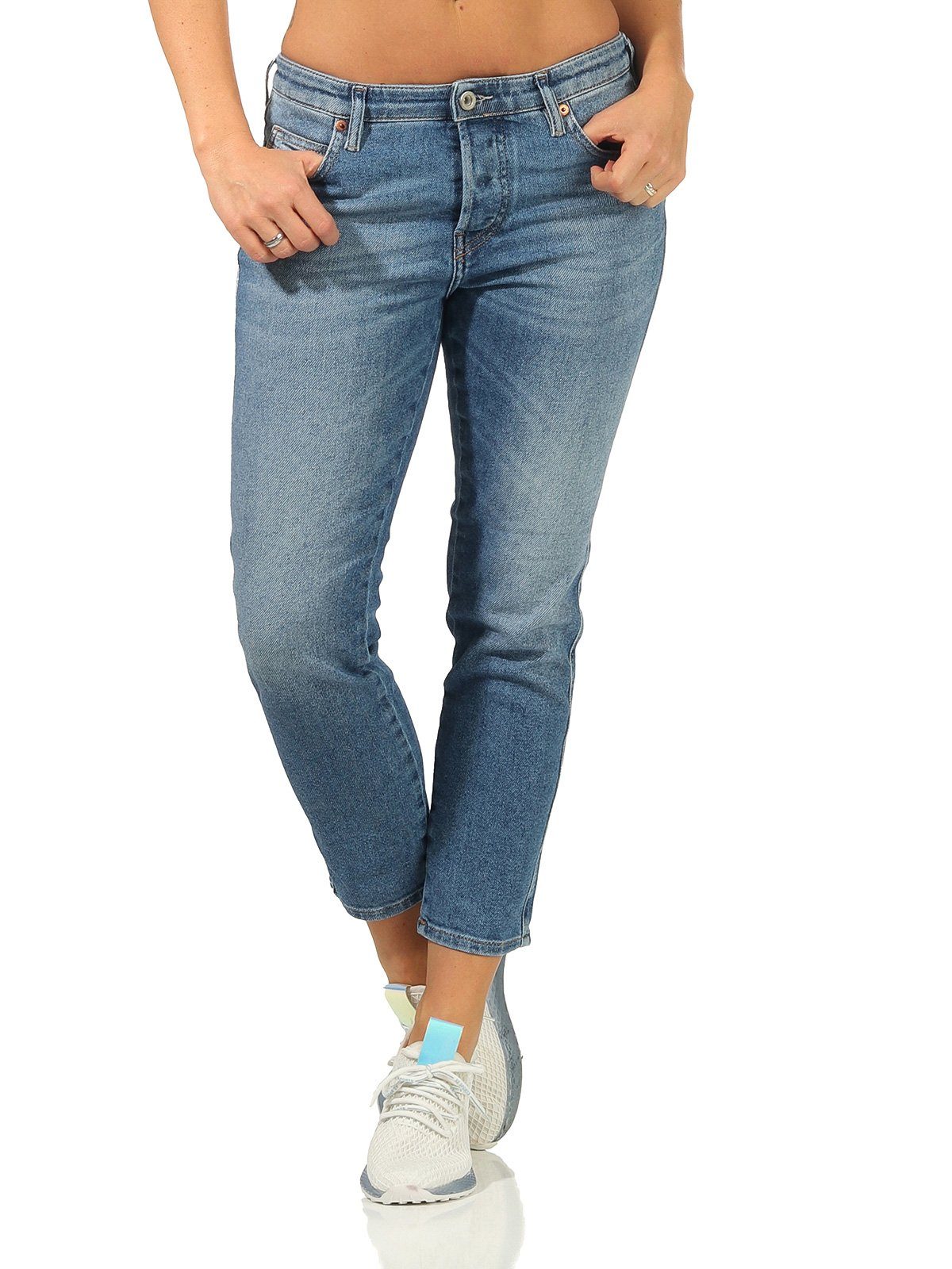 Diesel Röhrenjeans Diesel Damen Jeans Babhila 084PR 5- Pocket Style, Regular Waist, Passform: Slim-Skinny, Stonewashed