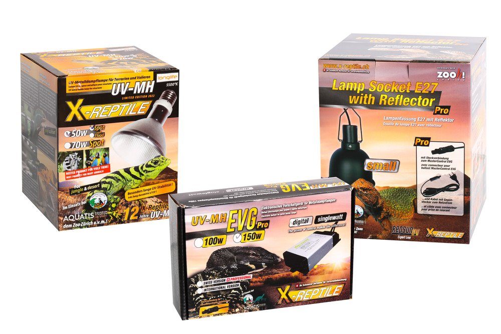 Terrarium X-Reptile 50 Watt Set (Lampe + Vorschaltgerät + Lampenfassung PRO sma
