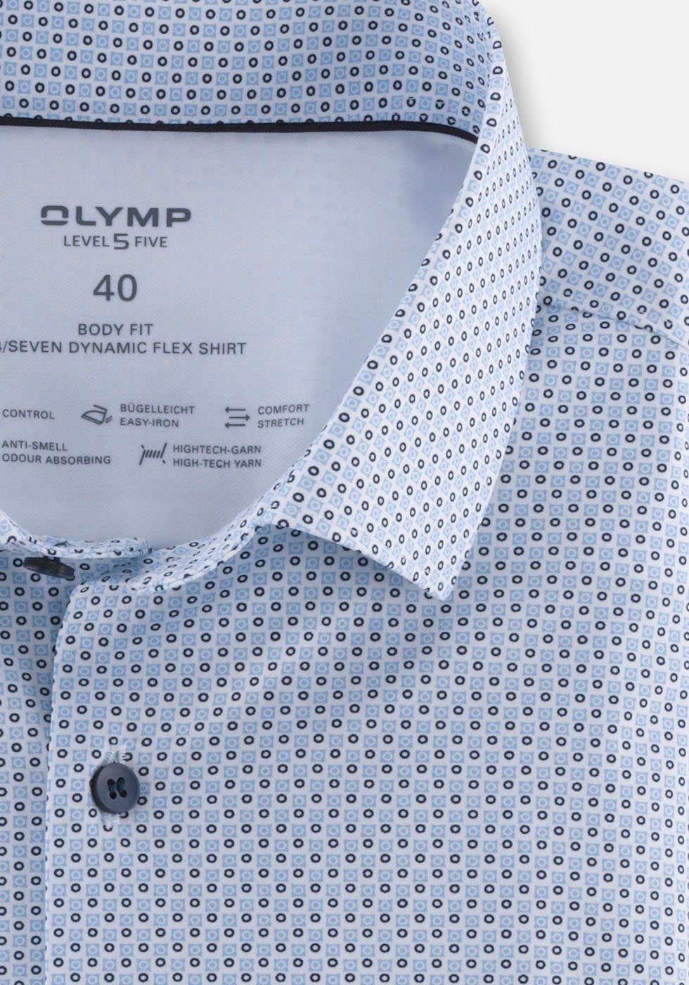 aus tailliert 24/7 schmale Businesshemd mit Five Form, Level fit OLYMP der 5-Serie, im body Slim-fit/ Abnähern Rücken Level